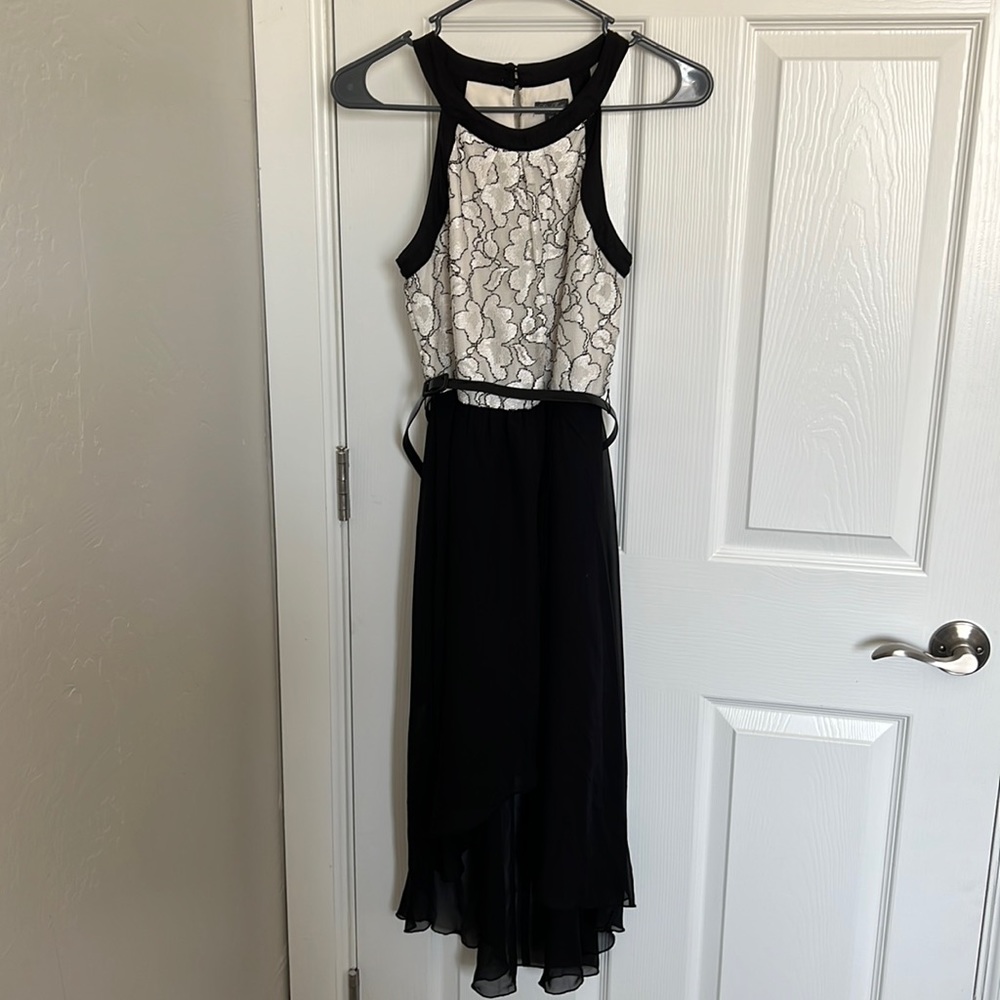 Black and white high low dress